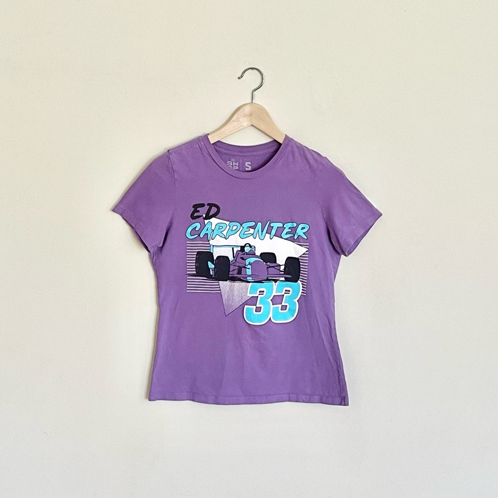 Ed Carpenter #33 IndyCar Racing Indy 500 Retro Purple Teal T Shirt Women’s Small